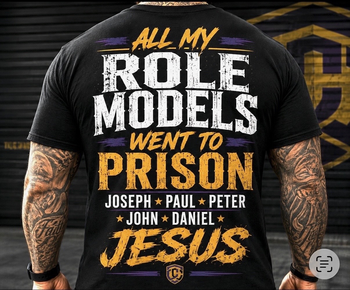 All My Role Models Went to Prison shirt design shown on a black shirt